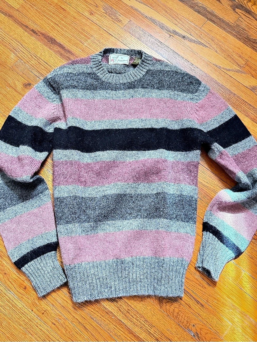 Pietro Rossi Striped Wool Crewneck in Gray & Pink size S